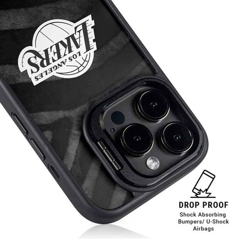 NBA Los Angeles Lakers Black Animal Print iPhone 13 Pro Kickstand Case